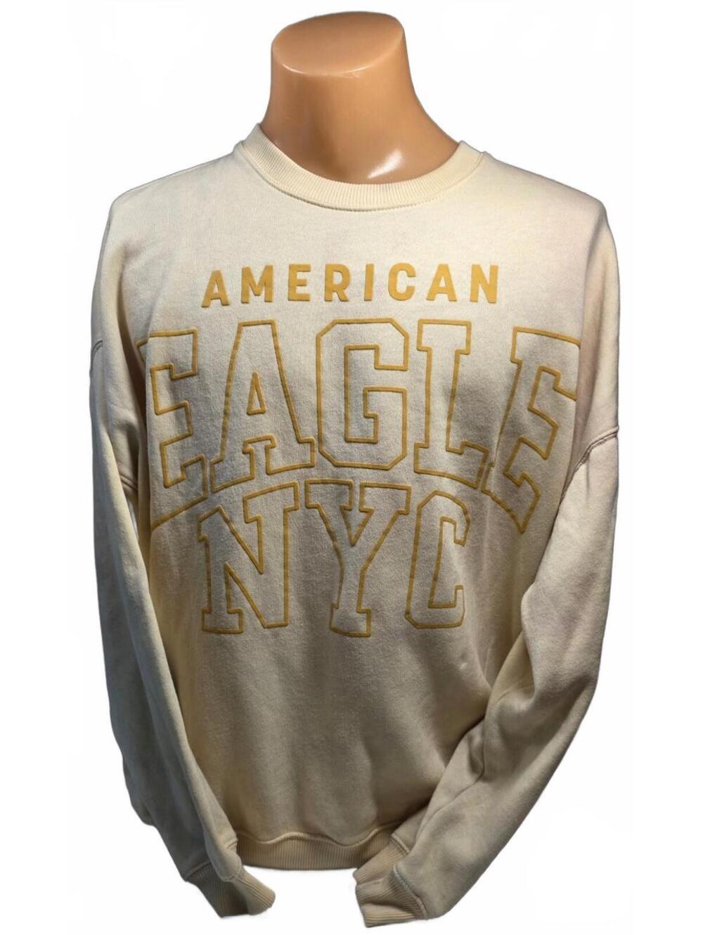 Unisex American Eagle Yellow Cream NYC Logo Crewneck Sweatshirt XL